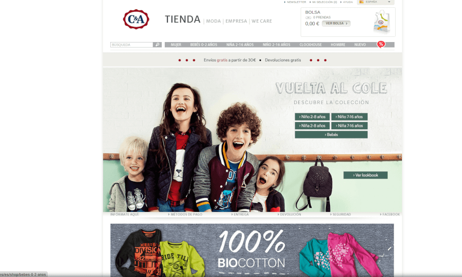 La página principal C&A La página principal C&A - aprovecha los descuentos