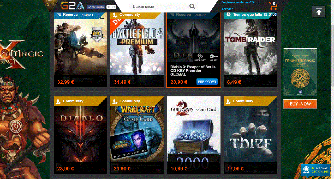 Juegos del Sitio Web G2A