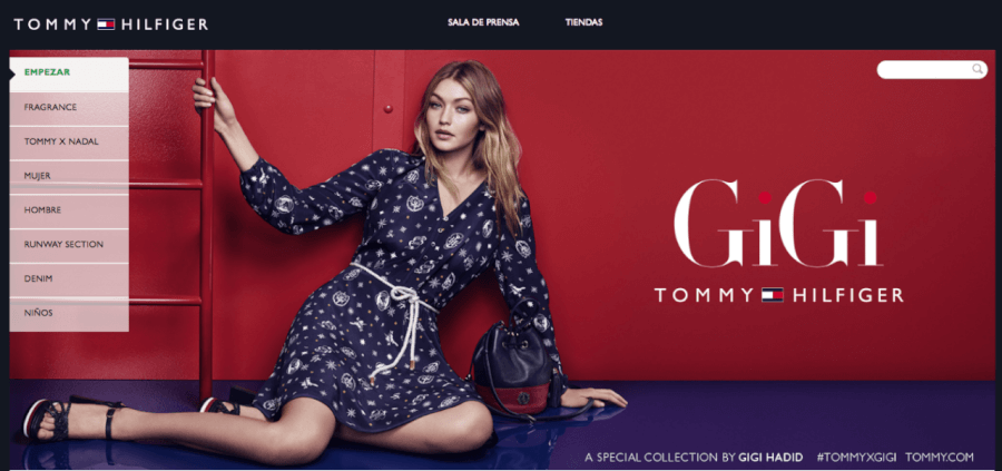 screen de la tienda tommy hilfiger