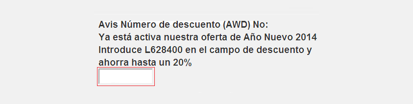 Campo para introducir cupon promocional Avis