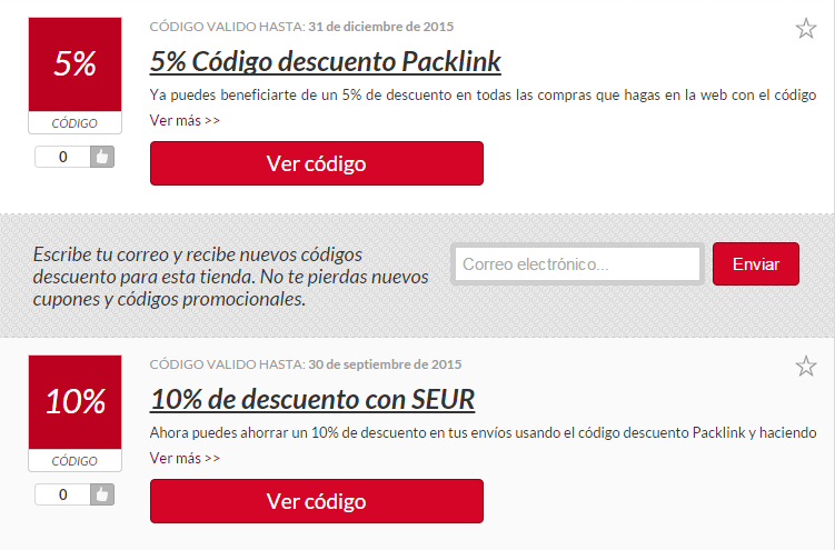 código descuento packlink