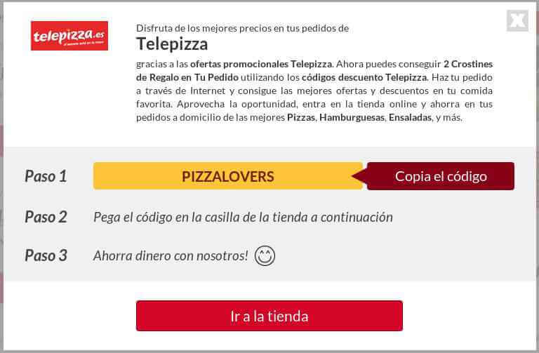 Ejemplo Código Descuento Telepizza