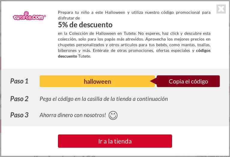 Ejemplo de Código descuento Tutete
