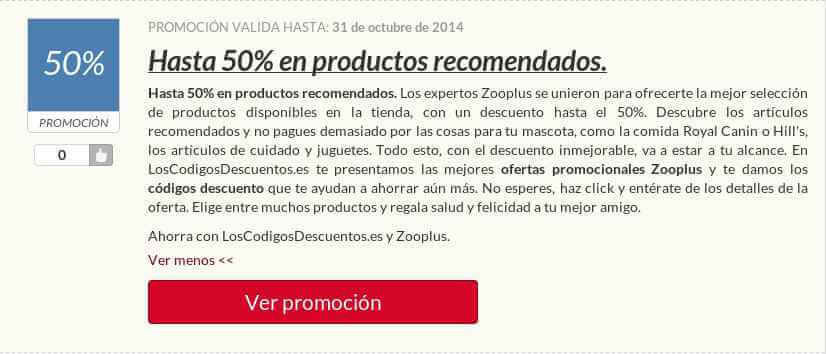 Ejemplo de Código Descuento Zooplus