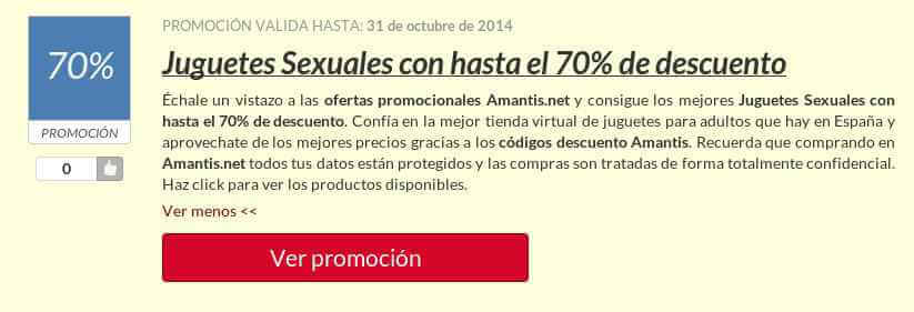 Ejemplo de Código Descuento Amantis