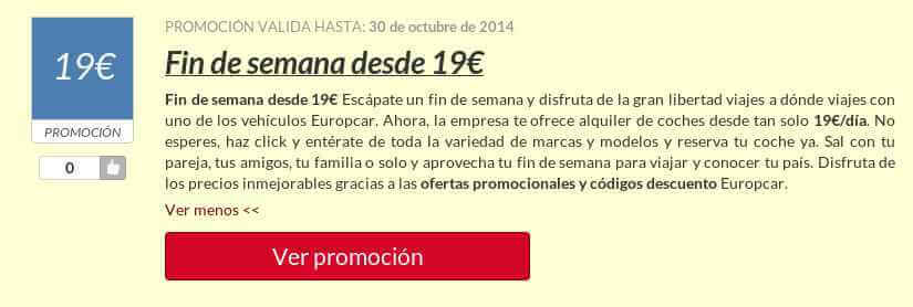 Ejemplo código promocional Europcar