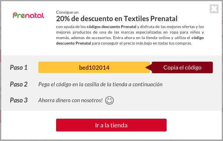 Ejemplo de Código Descuento Prenatal