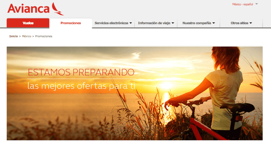 Screen de la home en Avianca