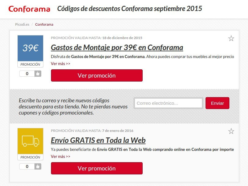 Cupones descuento Conforama y Promociones Conforama