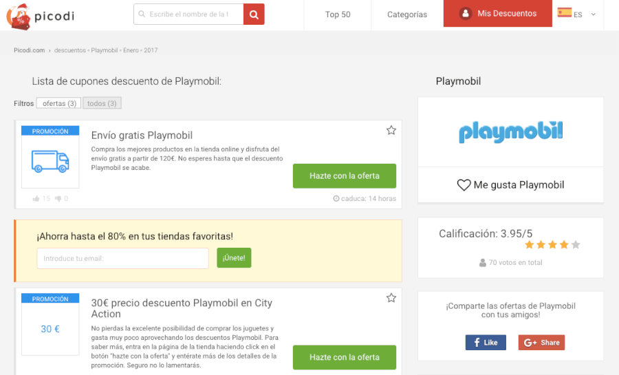 codigos descuento de la tienda online playmobil