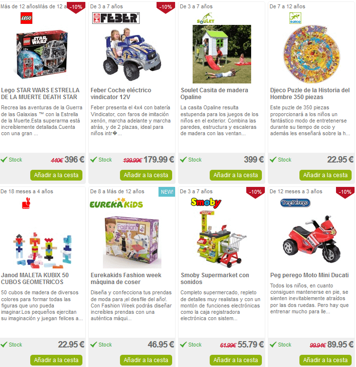 Productos en stock con codigos descuento Eurekakids