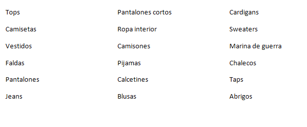 H&M diferentes categorias de ropa