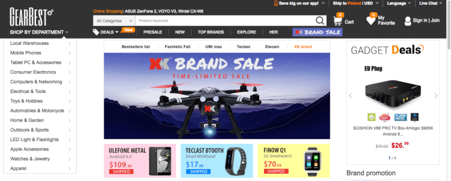 Gearbest homepage