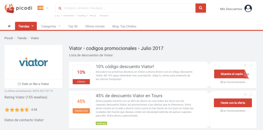 códigos descuento viator