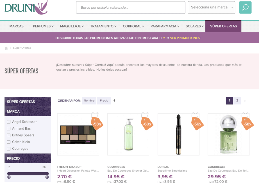 oferta de la perfumería druni