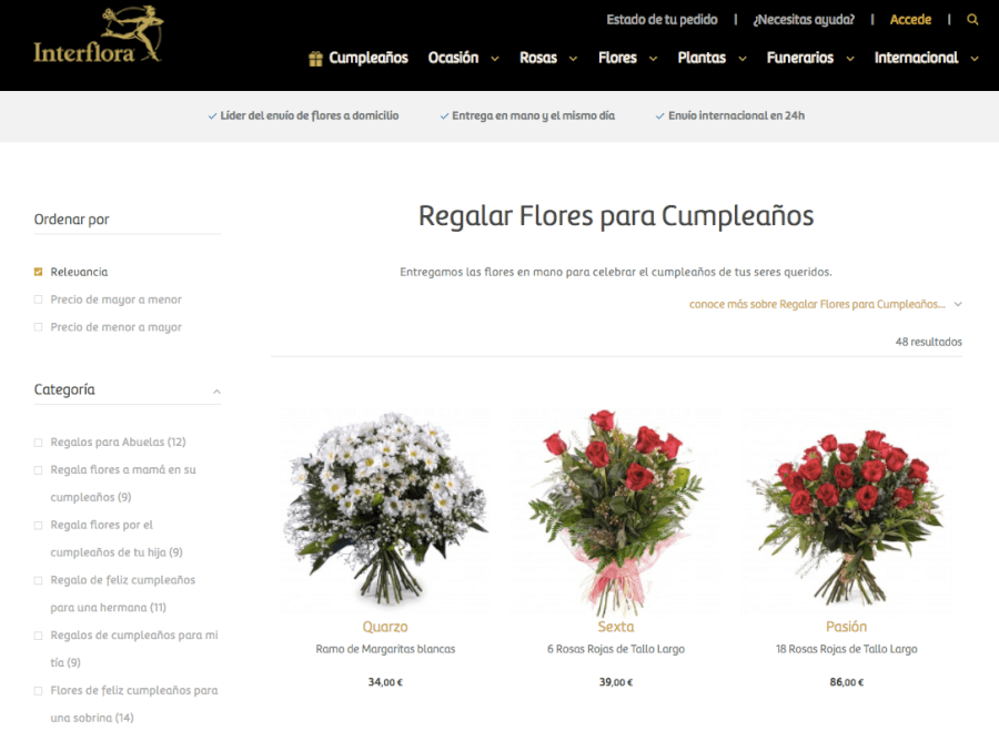 Ofertas en la tienda Interflora