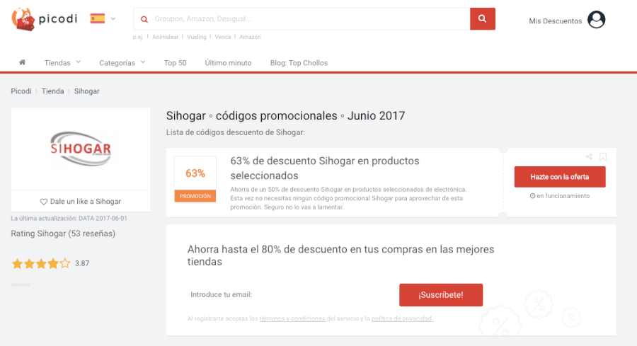 Ofertas y descuentos Sihogar