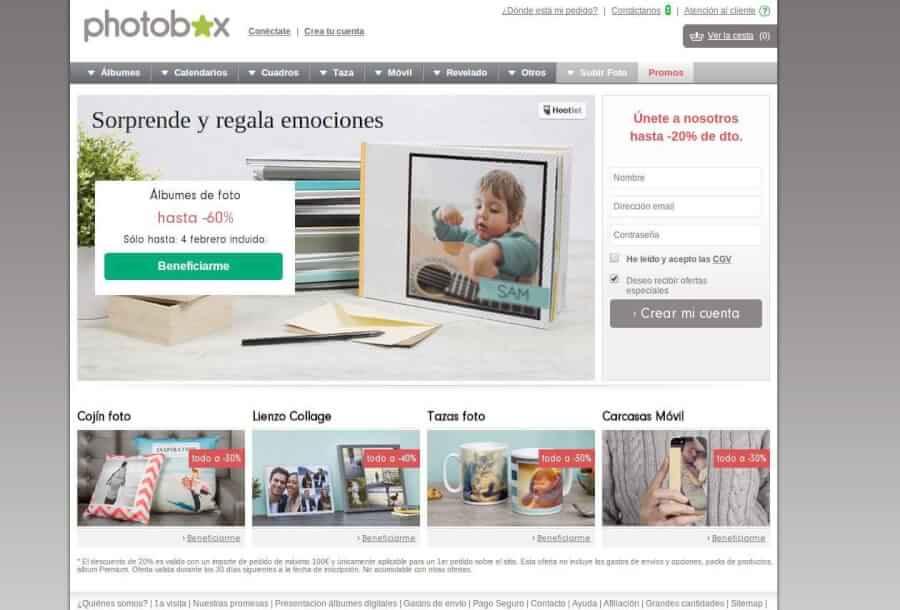 Visita la página de Photobox y aprovecha los mejores precios