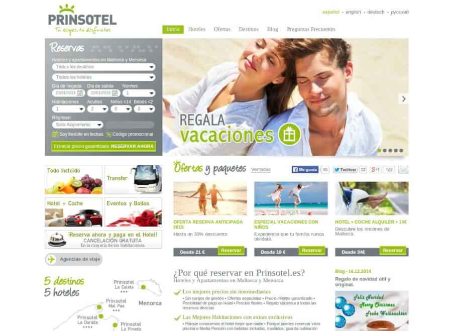 Entra en la página web de Prinsotel y reserva tu estancia