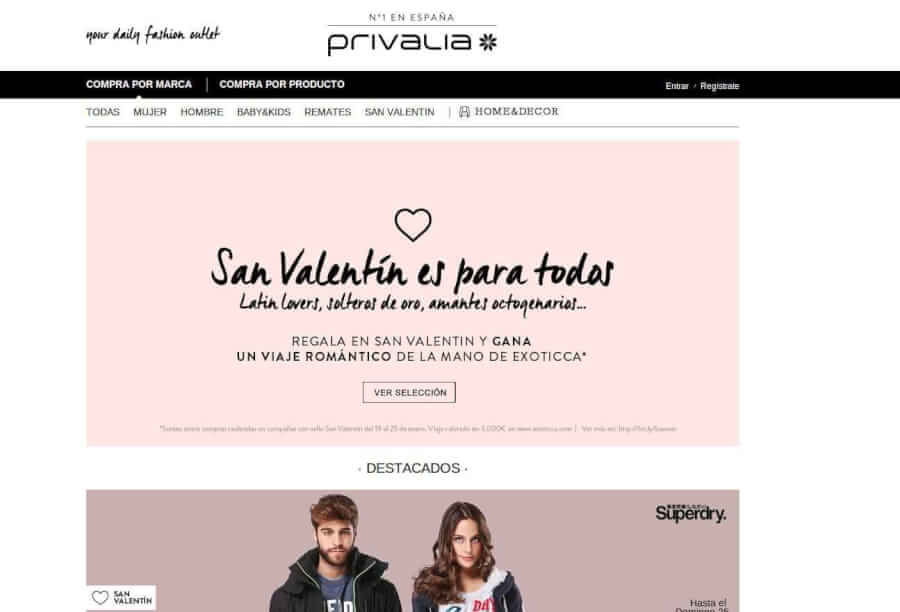 Vista la página de Privalia y aprovecha grandes ahorros