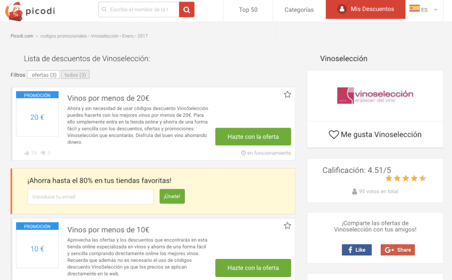 codigos promocionales de la tienda online vinoseleccion codigos promocionales vinoseleccion