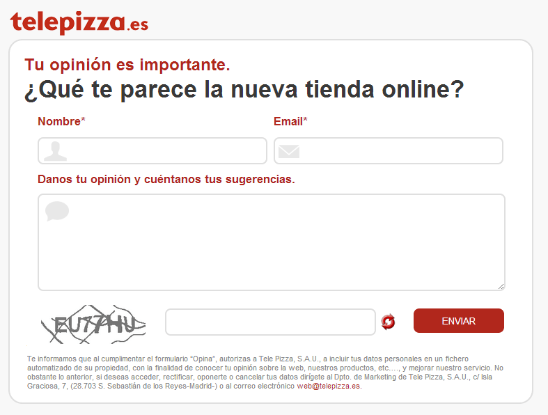 Opiniones, escribe algo que te gusta sobre Telepizza rebajas y cupones. Te escuchamos para mejorar nuestros descuentos para Telepizza.