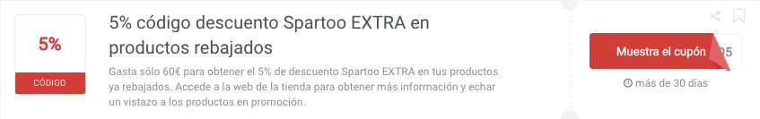 Utiliza nuestros códigos descuento Spartoo y ahorra en tus compras