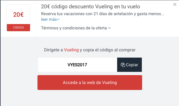 Ejemplo de Código Descuento Vueling