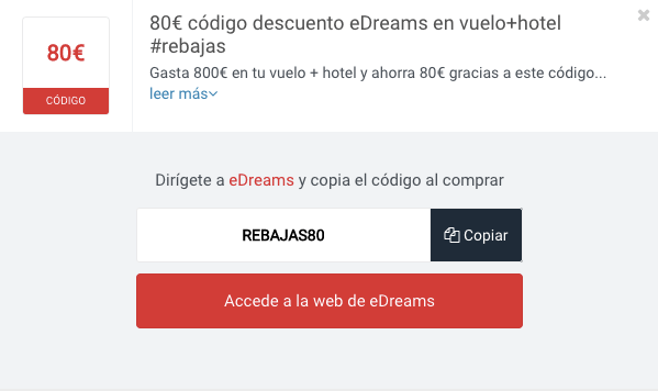 Ejemplo de Código Descuento edreams