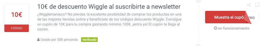 Ejemplo de Código descuento Wiggle