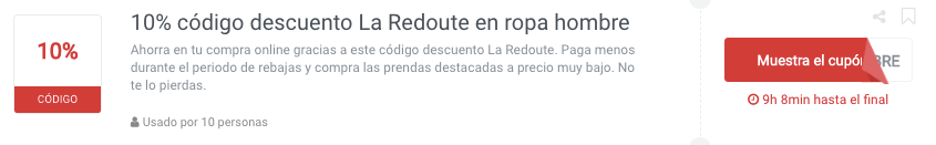 Ejemplo de Código Descuento La Redoute